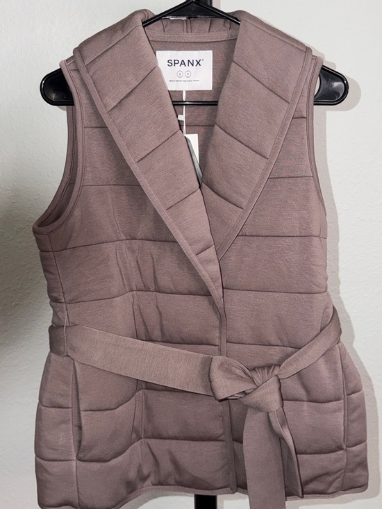 SPANX Jackets & Blazers - SPANX Quilted Shawl-Collar Belted Vest in Taupe Mauve